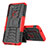 Silikon Hülle Handyhülle und Kunststoff Schutzhülle Hartschalen Tasche mit Ständer für Motorola Moto G Pro Rot
