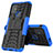 Silikon Hülle Handyhülle und Kunststoff Schutzhülle Hartschalen Tasche mit Ständer für Motorola Moto G20 Blau