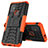 Silikon Hülle Handyhülle und Kunststoff Schutzhülle Hartschalen Tasche mit Ständer für Motorola Moto G20 Orange