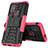 Silikon Hülle Handyhülle und Kunststoff Schutzhülle Hartschalen Tasche mit Ständer für Motorola Moto G20 Pink