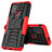 Silikon Hülle Handyhülle und Kunststoff Schutzhülle Hartschalen Tasche mit Ständer für Motorola Moto G20 Rot