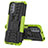 Silikon Hülle Handyhülle und Kunststoff Schutzhülle Hartschalen Tasche mit Ständer für Motorola Moto G31 Grün