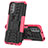 Silikon Hülle Handyhülle und Kunststoff Schutzhülle Hartschalen Tasche mit Ständer für Motorola Moto G31 Pink