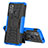Silikon Hülle Handyhülle und Kunststoff Schutzhülle Hartschalen Tasche mit Ständer für Motorola Moto G40 Fusion Blau