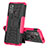 Silikon Hülle Handyhülle und Kunststoff Schutzhülle Hartschalen Tasche mit Ständer für Motorola Moto G40 Fusion Pink