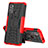 Silikon Hülle Handyhülle und Kunststoff Schutzhülle Hartschalen Tasche mit Ständer für Motorola Moto G40 Fusion Rot
