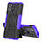 Silikon Hülle Handyhülle und Kunststoff Schutzhülle Hartschalen Tasche mit Ständer für Motorola Moto G40 Fusion Violett