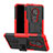 Silikon Hülle Handyhülle und Kunststoff Schutzhülle Hartschalen Tasche mit Ständer für Nokia 6.2 Rot