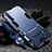 Silikon Hülle Handyhülle und Kunststoff Schutzhülle Hartschalen Tasche mit Ständer für Oppo A91 Blau