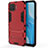 Silikon Hülle Handyhülle und Kunststoff Schutzhülle Hartschalen Tasche mit Ständer für Oppo A93 Rot