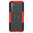 Silikon Hülle Handyhülle und Kunststoff Schutzhülle Hartschalen Tasche mit Ständer für Realme 6s Rot