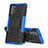 Silikon Hülle Handyhülle und Kunststoff Schutzhülle Hartschalen Tasche mit Ständer für Samsung Galaxy Note 20 5G Blau