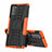 Silikon Hülle Handyhülle und Kunststoff Schutzhülle Hartschalen Tasche mit Ständer für Samsung Galaxy Note 20 5G Orange