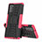 Silikon Hülle Handyhülle und Kunststoff Schutzhülle Hartschalen Tasche mit Ständer für Samsung Galaxy Note 20 5G Pink