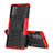 Silikon Hülle Handyhülle und Kunststoff Schutzhülle Hartschalen Tasche mit Ständer für Samsung Galaxy Note 20 5G Rot