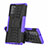 Silikon Hülle Handyhülle und Kunststoff Schutzhülle Hartschalen Tasche mit Ständer für Samsung Galaxy Note 20 5G Violett