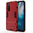 Silikon Hülle Handyhülle und Kunststoff Schutzhülle Hartschalen Tasche mit Ständer für Vivo V20 SE Rot