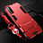 Silikon Hülle Handyhülle und Kunststoff Schutzhülle Hartschalen Tasche mit Ständer für Vivo Y20 Rot