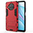 Silikon Hülle Handyhülle und Kunststoff Schutzhülle Hartschalen Tasche mit Ständer für Xiaomi Mi 10i 5G Rot