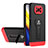 Silikon Hülle Handyhülle und Kunststoff Schutzhülle Hartschalen Tasche mit Ständer H01P für Xiaomi Poco X3 Rot und Schwarz