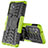 Silikon Hülle Handyhülle und Kunststoff Schutzhülle Hartschalen Tasche mit Ständer J01X für Samsung Galaxy Quantum2 5G Grün