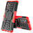 Silikon Hülle Handyhülle und Kunststoff Schutzhülle Hartschalen Tasche mit Ständer J01X für Samsung Galaxy Quantum2 5G Rot