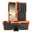Silikon Hülle Handyhülle und Kunststoff Schutzhülle Hartschalen Tasche mit Ständer JX1 für Sony Xperia 5 IV Orange