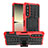 Silikon Hülle Handyhülle und Kunststoff Schutzhülle Hartschalen Tasche mit Ständer JX1 für Sony Xperia 5 IV Rot