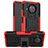 Silikon Hülle Handyhülle und Kunststoff Schutzhülle Hartschalen Tasche mit Ständer JX1 für Xiaomi Mi 10i 5G Rot
