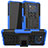 Silikon Hülle Handyhülle und Kunststoff Schutzhülle Hartschalen Tasche mit Ständer JX1 für Xiaomi Poco X3 Blau