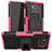 Silikon Hülle Handyhülle und Kunststoff Schutzhülle Hartschalen Tasche mit Ständer JX1 für Xiaomi Poco X3 Pink