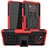 Silikon Hülle Handyhülle und Kunststoff Schutzhülle Hartschalen Tasche mit Ständer JX1 für Xiaomi Poco X3 Rot