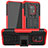 Silikon Hülle Handyhülle und Kunststoff Schutzhülle Hartschalen Tasche mit Ständer JX1 für Xiaomi Redmi 10X Pro 5G Rot