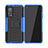 Silikon Hülle Handyhülle und Kunststoff Schutzhülle Hartschalen Tasche mit Ständer JX2 für Xiaomi Mi 10T 5G Blau