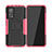 Silikon Hülle Handyhülle und Kunststoff Schutzhülle Hartschalen Tasche mit Ständer JX2 für Xiaomi Mi 10T 5G Pink