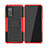Silikon Hülle Handyhülle und Kunststoff Schutzhülle Hartschalen Tasche mit Ständer JX2 für Xiaomi Mi 10T 5G Rot