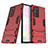 Silikon Hülle Handyhülle und Kunststoff Schutzhülle Hartschalen Tasche mit Ständer KC3 für Samsung Galaxy Note 20 Ultra 5G Rot