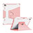 Silikon Hülle Handyhülle und Kunststoff Schutzhülle Hartschalen Tasche mit Ständer L04 für Apple iPad Pro 12.9 (2020) Rosa
