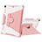 Silikon Hülle Handyhülle und Kunststoff Schutzhülle Hartschalen Tasche mit Ständer L04 für Apple New iPad 9.7 (2017) Rosa