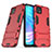 Silikon Hülle Handyhülle und Kunststoff Schutzhülle Hartschalen Tasche mit Ständer M01 für Oppo A73 5G
