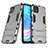 Silikon Hülle Handyhülle und Kunststoff Schutzhülle Hartschalen Tasche mit Ständer M01 für Oppo A73 5G