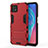 Silikon Hülle Handyhülle und Kunststoff Schutzhülle Hartschalen Tasche mit Ständer M01 für Oppo A73 5G Rot