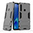Silikon Hülle Handyhülle und Kunststoff Schutzhülle Hartschalen Tasche mit Ständer T03 für Samsung Galaxy A9s Grau