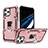 Silikon Hülle Handyhülle und Kunststoff Schutzhülle Hartschalen Tasche mit Ständer YF1 für Apple iPhone 13 Pro Max Pink