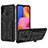 Silikon Hülle Handyhülle und Kunststoff Schutzhülle Hartschalen Tasche mit Ständer YF1 für Samsung Galaxy A20s Schwarz
