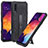 Silikon Hülle Handyhülle und Kunststoff Schutzhülle Hartschalen Tasche mit Ständer ZJ1 für Samsung Galaxy A50 Schwarz