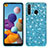 Silikon Hülle Handyhülle und Kunststoff Schutzhülle Hartschalen Tasche Vorder und Rückseite 360 Grad Ganzkörper Bling-Bling für Samsung Galaxy A21