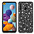 Silikon Hülle Handyhülle und Kunststoff Schutzhülle Hartschalen Tasche Vorder und Rückseite 360 Grad Ganzkörper Bling-Bling für Samsung Galaxy A21 Schwarz
