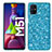 Silikon Hülle Handyhülle und Kunststoff Schutzhülle Hartschalen Tasche Vorder und Rückseite 360 Grad Ganzkörper Bling-Bling für Samsung Galaxy M51 Hellblau