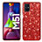 Silikon Hülle Handyhülle und Kunststoff Schutzhülle Hartschalen Tasche Vorder und Rückseite 360 Grad Ganzkörper Bling-Bling für Samsung Galaxy M51 Rot